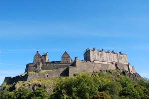 View of the Edinburgh Castle from the city below