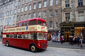 Tour bus on the Royal Mile