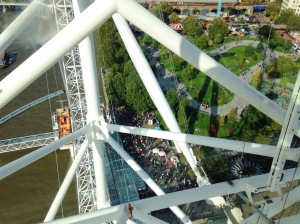 On the London Eye looking down